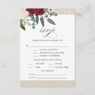 Romantische Florals UAWG mit Menü RSVP Karte