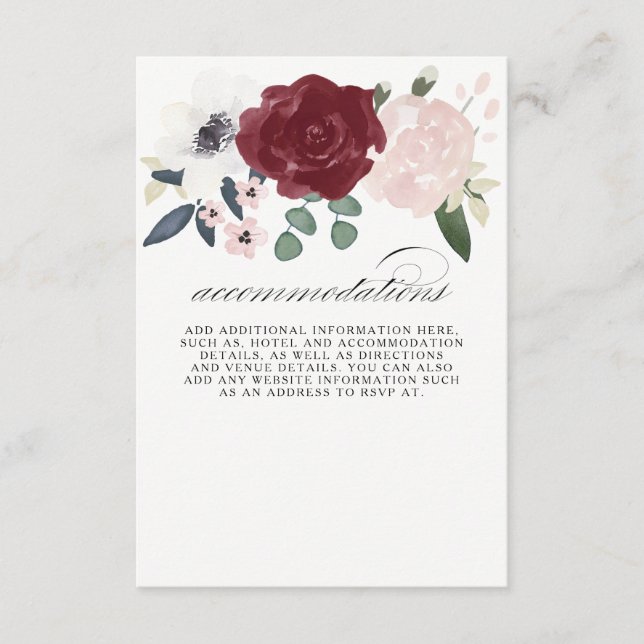 Romantische Floralunterkünfte Begleitkarte (Vorderseite)