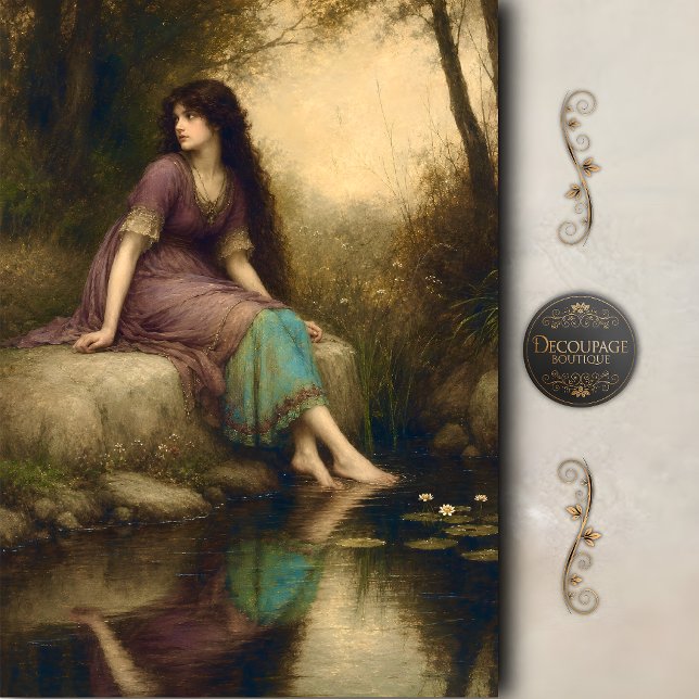 Romantische Flussjungfrau-Dekupage Seidenpapier (Romantic River Maiden Decoupage Tissue Paper)