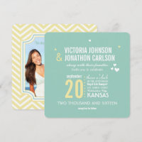 Romantische Foto Mint and Yellow Zig Zag Wedding