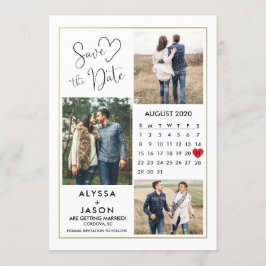 Romantische Foto Save the Date Karte mit Kalender