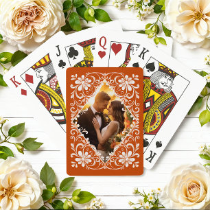 Romantische Foto verbrannte orange Spielkarten