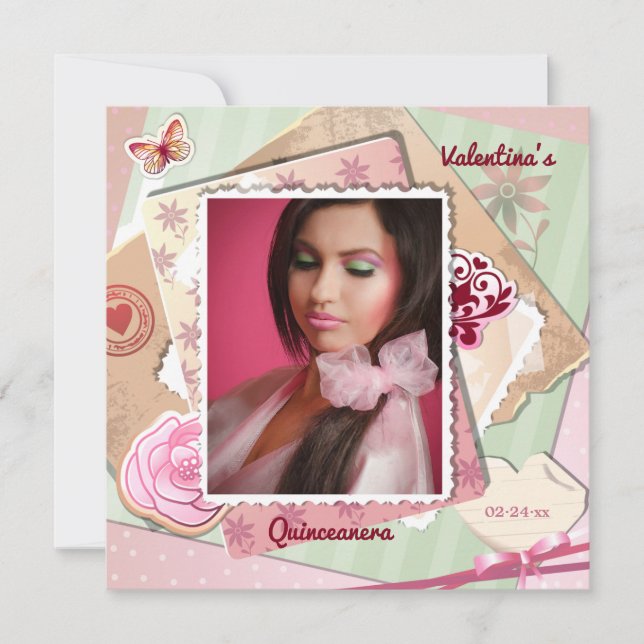 Romantische Frame Foto Einladung (Vorderseite)