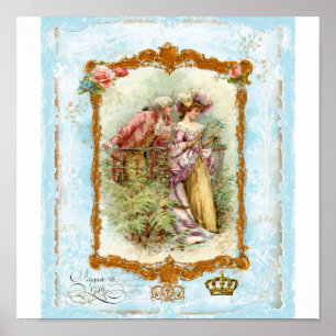 Romantische französische Couple-Regency-Print Poster