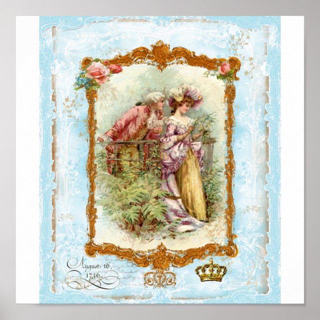 Romantische französische Couple-Regency-Print Poster (Vorne)