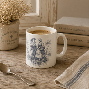 Romantische französische Landtoile in staubigem Bl Kaffeetasse