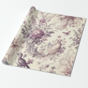 Romantische französische Rosen Vögel Decoupage Geschenkpapier