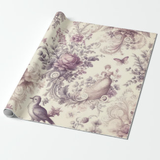 Romantische französische Rosen Vögel Decoupage Geschenkpapier