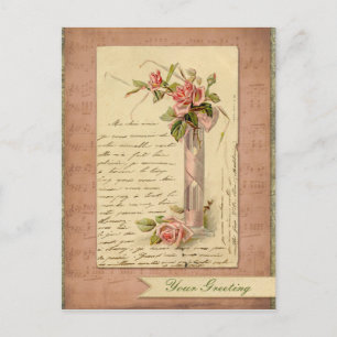 Romantische französische Vintage rosa Postkarte