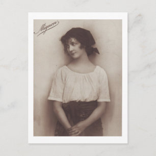 Romantische Frau im Vintage-Porträt Postkarte