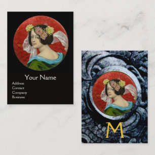 ROMANTISCHE FRAU MIT BLUME UND KAMPF GRIFFINEN VISITENKARTE