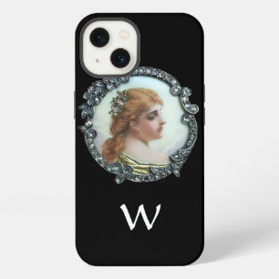 ROMANTISCHE FRAU MIT DIAMANTBLUMEN VINTAGE-EMAILLE iPhone HÜLLE