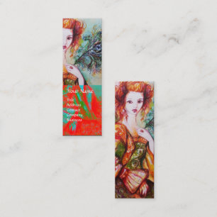 ROMANTISCHE FRAU MIT FRÜHSTÜCKSFÜHRER MINI VISITENKARTE