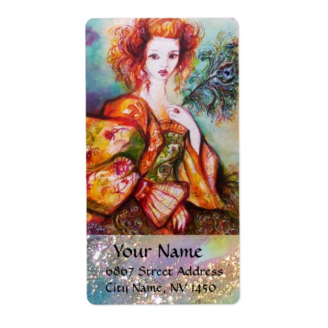 ROMANTISCHE FRAU MIT SPARKLING-PEACOCK-FEATHER (Vorne)