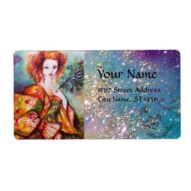 ROMANTISCHE FRAU MIT SPARKLING-PEACOCK-FEATHER (Vorne)