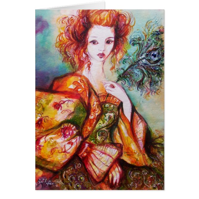 ROMANTISCHE FRAU MIT SPARKLING-PEACOCK-FEATHER (Vorne)