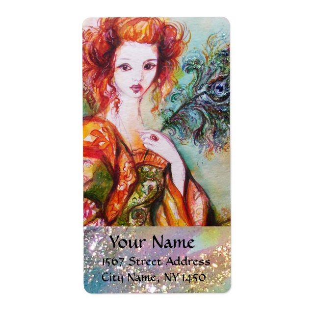 ROMANTISCHE FRAU MIT SPARKLING-PEACOCK-FEATHER (Vorne)