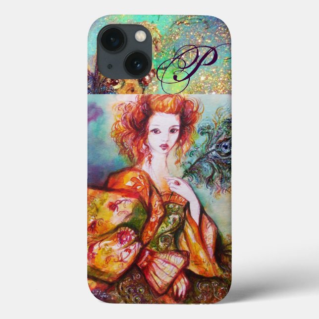 ROMANTISCHE FRAU MIT SPARKLING-PEACOCK-FEATHER Case-Mate iPhone HÜLLE (Rückseite)