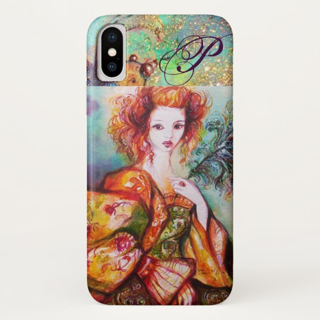 ROMANTISCHE FRAU MIT SPARKLING-PEACOCK-FEATHER Case-Mate iPhone HÜLLE (Rückseite)
