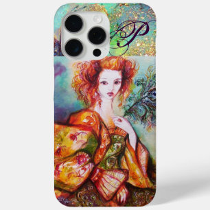 ROMANTISCHE FRAU MIT SPARKLING-PEACOCK-FEATHER iPhone 15 PRO MAX HÜLLE
