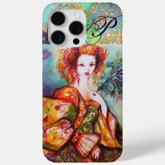 ROMANTISCHE FRAU MIT SPARKLING-PEACOCK-FEATHER Case-Mate iPhone HÜLLE (Rückseite)