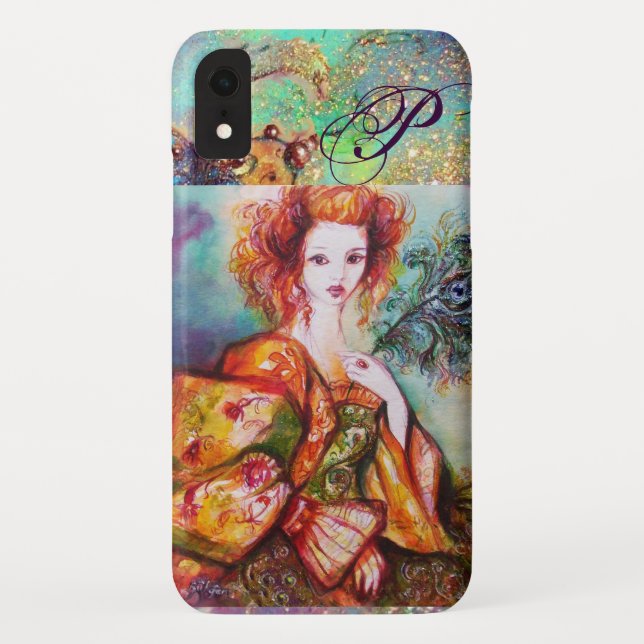 ROMANTISCHE FRAU MIT SPARKLING-PEACOCK-FEATHER Case-Mate iPhone HÜLLE (Rückseite)