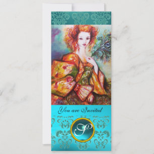 ROMANTISCHE FRAU MIT SPARKLING-PEACOCK-FEATHER EINLADUNG