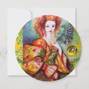 ROMANTISCHE FRAU MIT SPARKLING-PEACOCK-FEATHER EINLADUNG