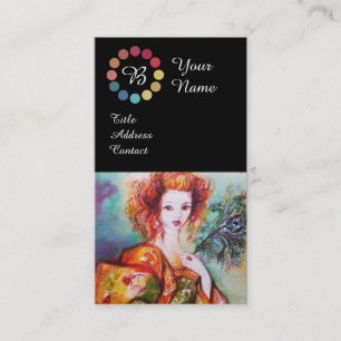ROMANTISCHE FRAUENSCHÖNHEIT BILDET KÜNSTLERFARBPAL VISITENKARTE