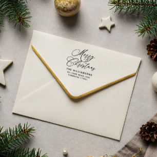 Romantische frohe Weihnachts-Script-Rücksendeadres Gummistempel