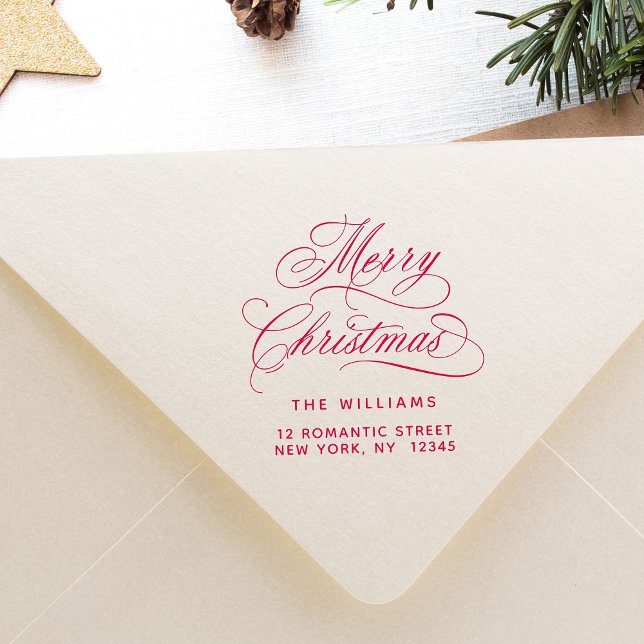 Romantische frohe Weihnachts-Script-Rücksendeadres Permastempel (Von Creator hochgeladen)