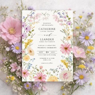 Romantische Frühlings-Wildblumen-Wiese-Hochzeit Einladung