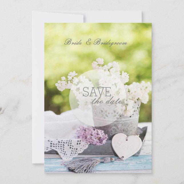 Romantische FrühlingsBlume Floral Lilac Save the D Date (Vorderseite)