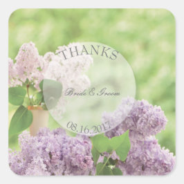 Romantische FrühlingsBlume Floral Lilac Wedding Da Quadratischer Aufkleber