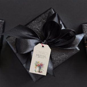 Romantische Frühlingsblumen Vasen Brautdusche Geschenkanhänger