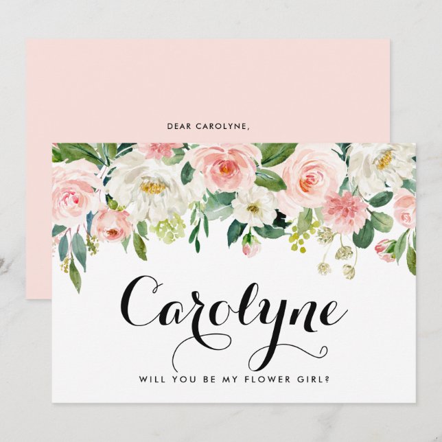 Romantische Frühlingsblumen werden Sie mein Blumen Ankündigung (Vorne/Hinten)