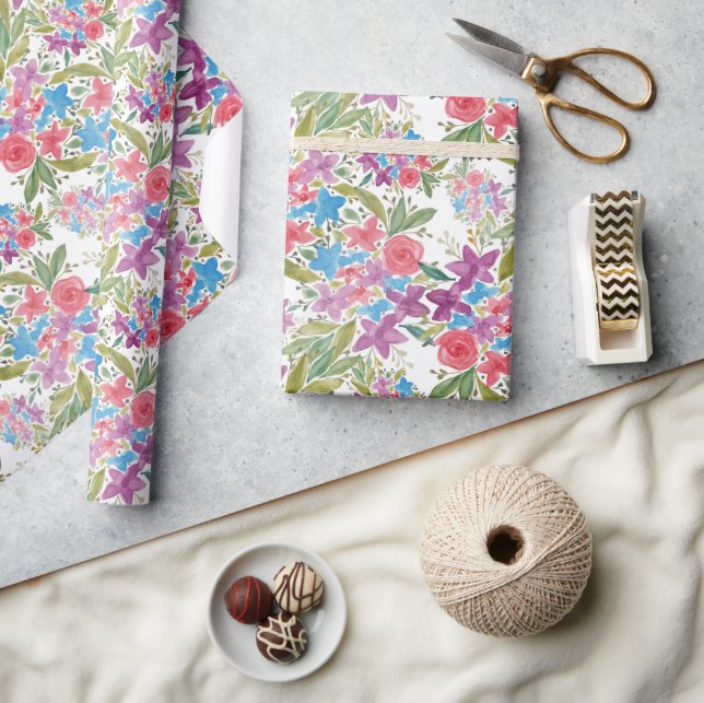 Romantische Frühlingsmuster Wildblumen Geschenkpapier (Kunsthandwerk)