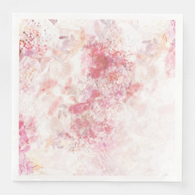 Romantische Frühlingsrosa Blume Hochzeit Serviette (Vorderseite)