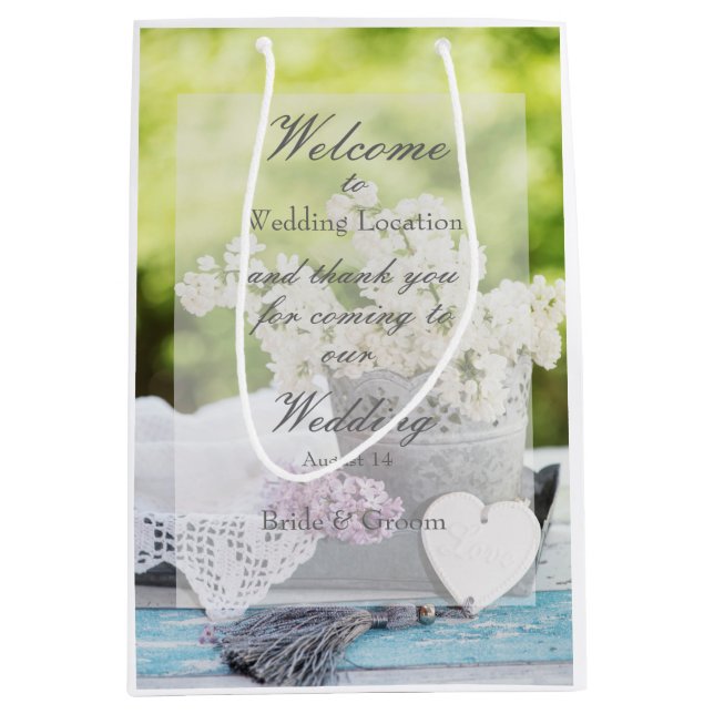 Romantische Frühlingszeit Blume Floral Lilac Weddi Mittlere Geschenktüte (Vorderseite)