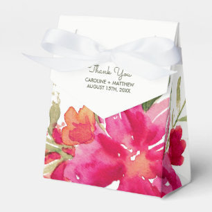Romantische Fuchsia Grüne Wasserfarbenhochzeit Geschenkschachtel