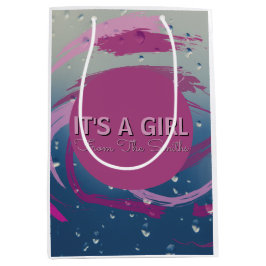 Romantische Fuchsia & Soft Pink Pinselstrich Mittlere Geschenktüte