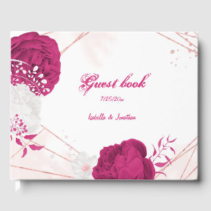 Romantische Fuchsienweiße Blume botanische Hochzei Gästebuch