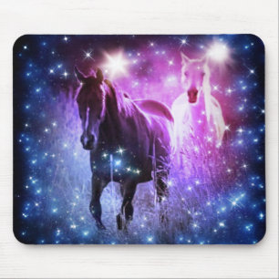 Romantische Galaxie-blaue lila Sterne Galloping Pf Mousepad
