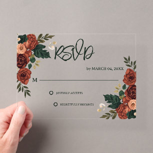 Romantische Garten-Blumen-Hochzeits-RSVP Acryleinladungen