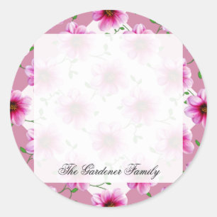 Romantische Garten-Rosa-Dahlie-Blume auf Runder Aufkleber