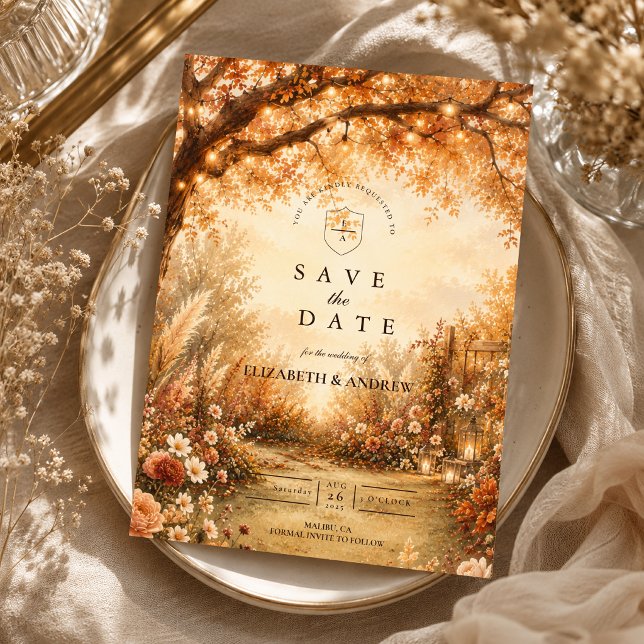 Romantische Gartenhochzeit im Herbst Save The Date (Von Creator hochgeladen)