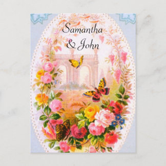 Romantische Gartenhochzeit Save the Date Ankündigungspostkarte