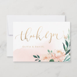 Romantische Gartenpfirsichkalligrafie Vielen Dank Dankeskarte