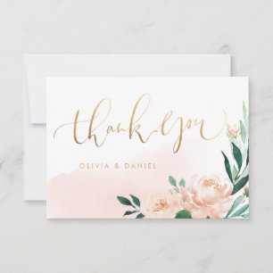 Romantische Gartenpfirsichkalligrafie Vielen Dank Dankeskarte