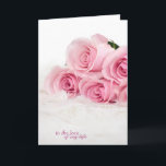 romantische Geburtstag-rosa Rosen auf Pelz Karte<br><div class="desc">rosa Rosenblumenstrauß und -perlen auf weißem Pelz für Geburtstag für Liebe</div>